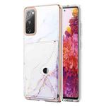 For Samsung Galaxy S20 FE 5G Marble Pattern IMD Card Slot Phone Case(White Purple)