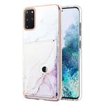 For Samsung Galaxy S20+ Marble Pattern IMD Card Slot Phone Case(White Purple)
