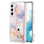 For Samsung Galaxy S22+ 5G Marble Pattern IMD Card Slot Phone Case(Galaxy Marble White)