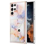 For Samsung Galaxy S22 Ultra 5G Marble Pattern IMD Card Slot Phone Case(Galaxy Marble White)