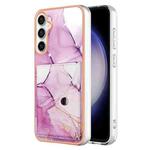 For Samsung Galaxy S23 FE 5G Marble Pattern IMD Card Slot Phone Case(Pink Purple Gold)