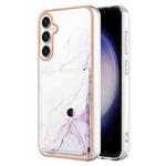 For Samsung Galaxy S23 FE 5G Marble Pattern IMD Card Slot Phone Case(White Purple)
