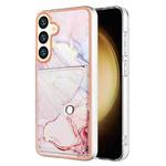 For Samsung Galaxy S24 5G Marble Pattern IMD Card Slot Phone Case(Rose Gold)