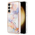 For Samsung Galaxy S24+ 5G Marble Pattern IMD Card Slot Phone Case(Galaxy Marble White)