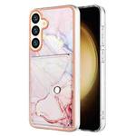 For Samsung Galaxy S24+ 5G Marble Pattern IMD Card Slot Phone Case(Rose Gold)
