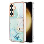 For Samsung Galaxy S24+ 5G Marble Pattern IMD Card Slot Phone Case(Green)