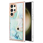 For Samsung Galaxy S24 Ultra 5G Marble Pattern IMD Card Slot Phone Case(Green)