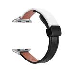 For Apple Watch Ultra 2 49mm Slim Magnetic Buckle Genuine Leather Watch Band(Plain Black Beige)