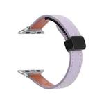 For Apple Watch Ultra 49mm Slim Magnetic Buckle Genuine Leather Watch Band(Litchi Lavender)