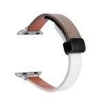 For Apple Watch Ultra 49mm Slim Magnetic Buckle Genuine Leather Watch Band(Litchi Beige Coffee)