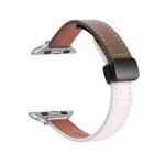 For Apple Watch Series 3 42mm Slim Magnetic Buckle Genuine Leather Watch Band(Plain Beige Coffee)