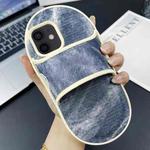 For iPhone 12 Creative Denim Slipper Design TPU Phone Case(Grey Blue)