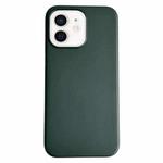 For iPhone 12 Pure Color Leather Magsafe Magnetic Phone Case(Dark Green)