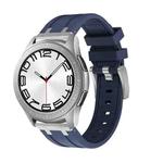 22mm Flat Head Silicone Watch Band(Silver Blue)