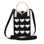 Heart Shaped Knitted Mini Crossbody Phone Bag For 6.9 inch and Below Phones(Black)
