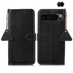 For Google Pixel 9 Pro Genuine Leather Litchi Texture RFID Leather Phone Case(Black)