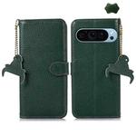 For Google Pixel 9 Genuine Leather Litchi Texture RFID Leather Phone Case(Green)