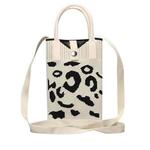 Leopard Print Knitted Mini Crossbody Phone Bag For 6.9 inch and Below Phones(White)