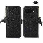 For Google Pixel 9a Ostrich Pattern Genuine Leather RFID Phone Case(Black)