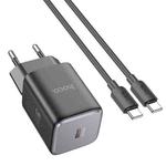 hoco N43 Vista PD30W Single Port Type-C Charger with Type-C to Type-C Cable, EU Plug(Black)