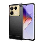 For Infinix Note 40 Pro 4G Brushed Texture Carbon Fiber TPU Phone Case(Black)