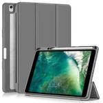 For iPad 10.2 2021 / 2020 / 10.5 Acrylic 3-Fold Solid Color Smart Leather Tablet Case(Grey)