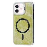 For iPhone 12 Contrast Color Denim MagSafe Magnetic Phone Case(Yellow Green)