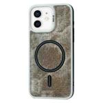For iPhone 12 Contrast Color Denim MagSafe Magnetic Phone Case(Grey)