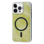 For iPhone 12 Pro Max Contrast Color Denim MagSafe Magnetic Phone Case(Yellow Green)