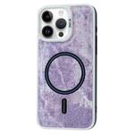 For iPhone 12 Pro Max Contrast Color Denim MagSafe Magnetic Phone Case(Pink Purple)