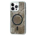 For iPhone 14 Pro Contrast Color Denim MagSafe Magnetic Phone Case(Grey)