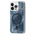 For iPhone 14 Pro Contrast Color Denim MagSafe Magnetic Phone Case(Grey Blue)