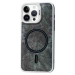 For iPhone 15 Pro Contrast Color Denim MagSafe Magnetic Phone Case(Black)