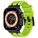 For Apple Watch Ultra 2 49mm Stone Grain Liquid Silicone Watch Band(Black Green)