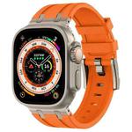 For Apple Watch Ultra 2 49mm Stone Grain Liquid Silicone Watch Band(Titanium Orange)