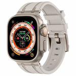 For Apple Watch Ultra 49mm Stone Grain Liquid Silicone Watch Band(Titanium Starlight)