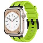 For Apple Watch SE 44mm Stone Grain Liquid Silicone Watch Band(Black Green)