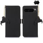 For Google Pixel 10 Pro / 9 Pro Genuine Leather Magnetic RFID Leather Phone Case(Black)
