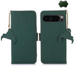 For Google Pixel 10 / 9 Genuine Leather Magnetic RFID Leather Phone Case(Green)
