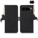 For Google Pixel 10 / 9 Genuine Leather Magnetic RFID Leather Phone Case(Black)