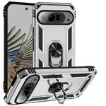 For Google Pixel 9 Pro XL Shockproof TPU + PC Phone Case with Holder(Silver)