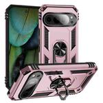 For Google Pixel 9 Pro / 9 Shockproof TPU + PC Phone Case with Holder(Rose Gold)