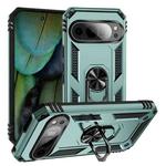 For Google Pixel 9 Pro / 9 Shockproof TPU + PC Phone Case with Holder(Dark Green)