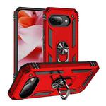 For Google Pixel 9a Shockproof TPU + PC Phone Case with Holder(Red)