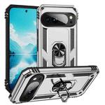 For Google Pixel 10 Pro XL Shockproof TPU + PC Phone Case with Holder(Silver)