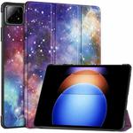 For Xiaomi Pad 6S Pro Custer Painted 3-Fold Holder Smart Leather Tablet Case(Milky Way Nebula)
