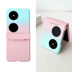 For Huawei P50 Pocket Skin Feel PC Full Coverage Shockproof Phone Case(Pink+Light Blue)