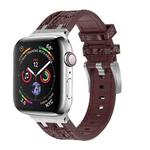 For Apple Watch SE 2023 44mm Crocodile Texture Liquid Silicone Watch Band(Silver Dark Brown)
