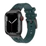 For Apple Watch Series 8 41mm Crocodile Texture Liquid Silicone Watch Band(Black Deep Green)