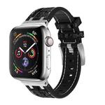 For Apple Watch Series 8 45mm Crocodile Texture Liquid Silicone Watch Band(Silver White Black)